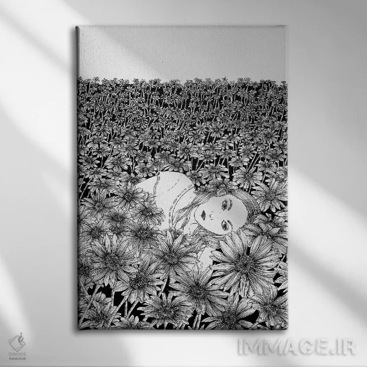 تابلو دکوراتیو اینجا کنار تو دراز کشیده ام اثر الا مازور - نمای روبهرو روی دیوار