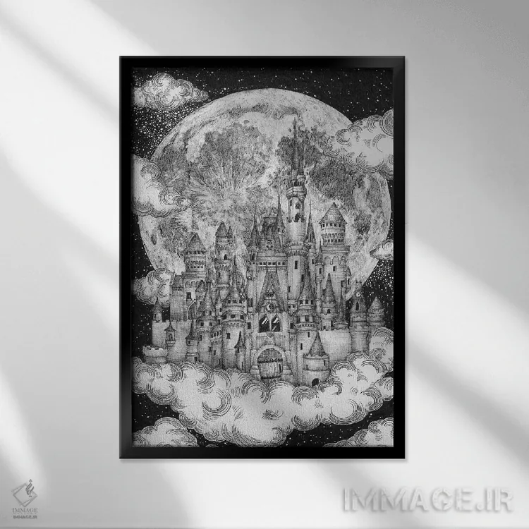 تابلو دکوراتیو پادشاهی جادویی ماه اثر الا مازور - نمای قابدار مشکی