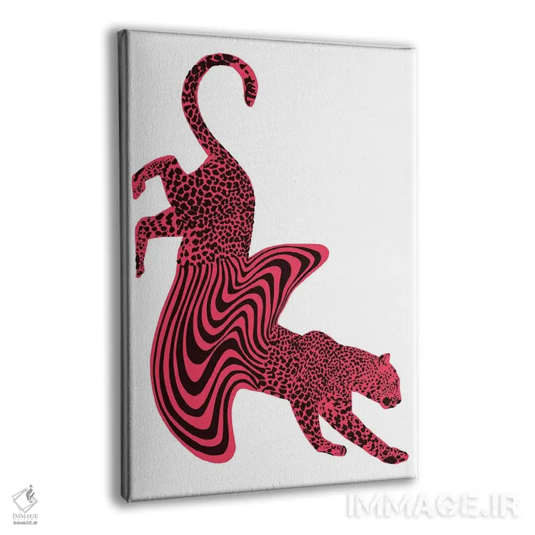 تابلو مینیمال یوزپلنگ ذوب شده صورتی اثر الا مازور - نمای پرسپکتیو محصول