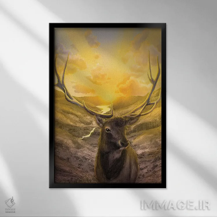 تابلو دکوراتیو با خورشید برخیز اثر الا مازور - نمای قابدار مشکی