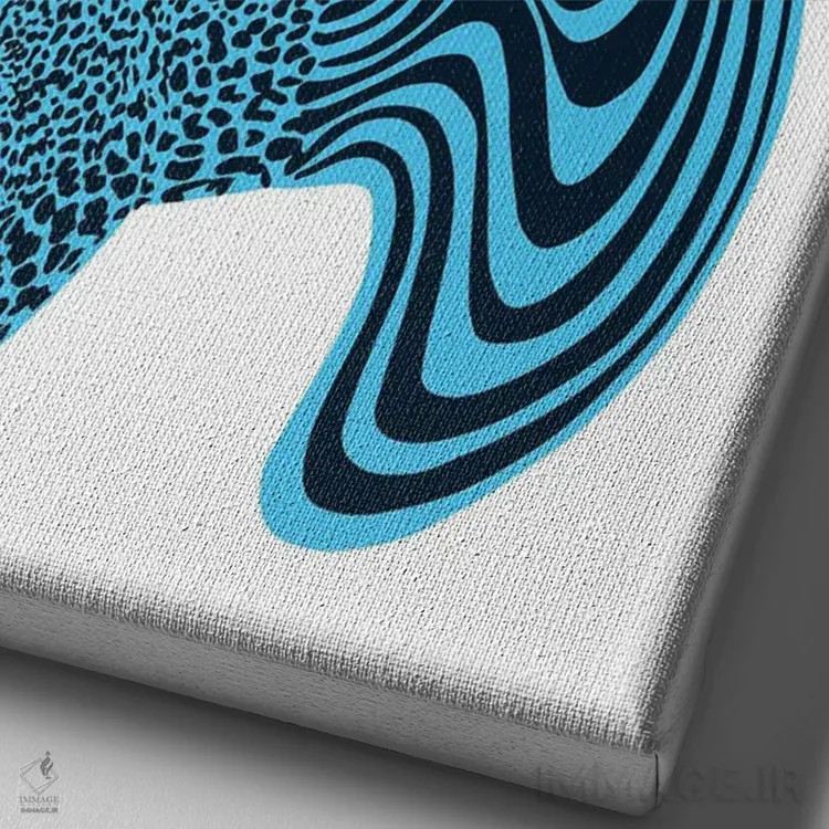 تابلو مینیمال یوزپلنگ ذوب شده آبی اثر الا مازور - نمای نزدیک بافت بوم