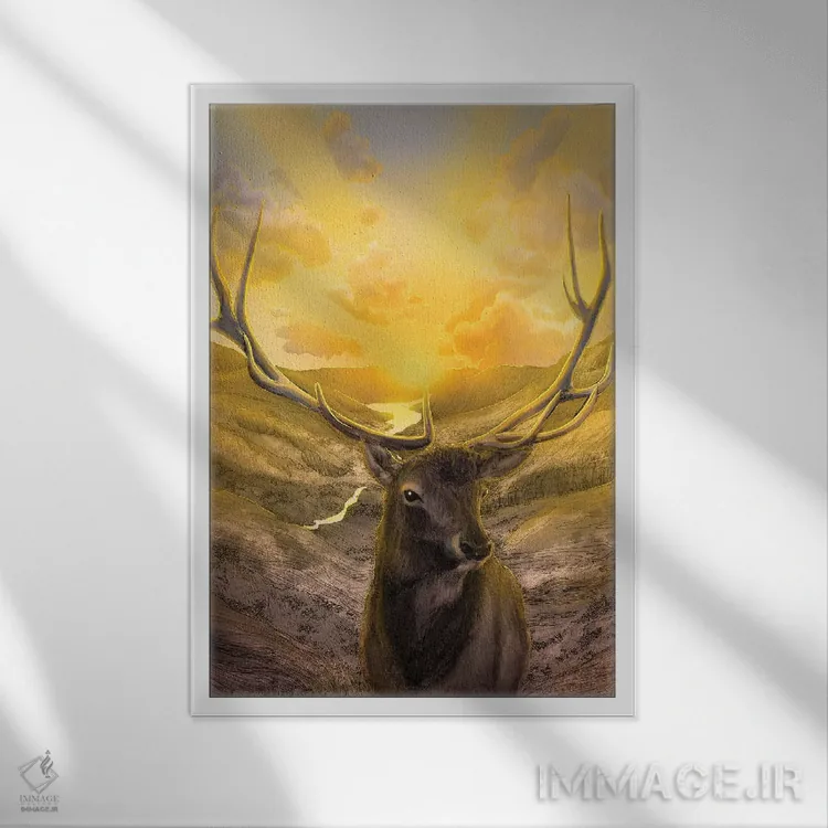 تابلو دکوراتیو با خورشید برخیز اثر الا مازور - نمای قابدار سفید