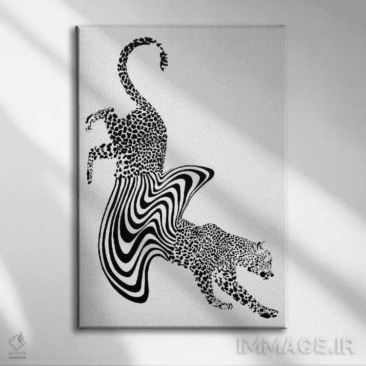 تابلو مینیمال یوزپلنگ ذوب شده اثر الا مازور - نمای روبهرو روی دیوار