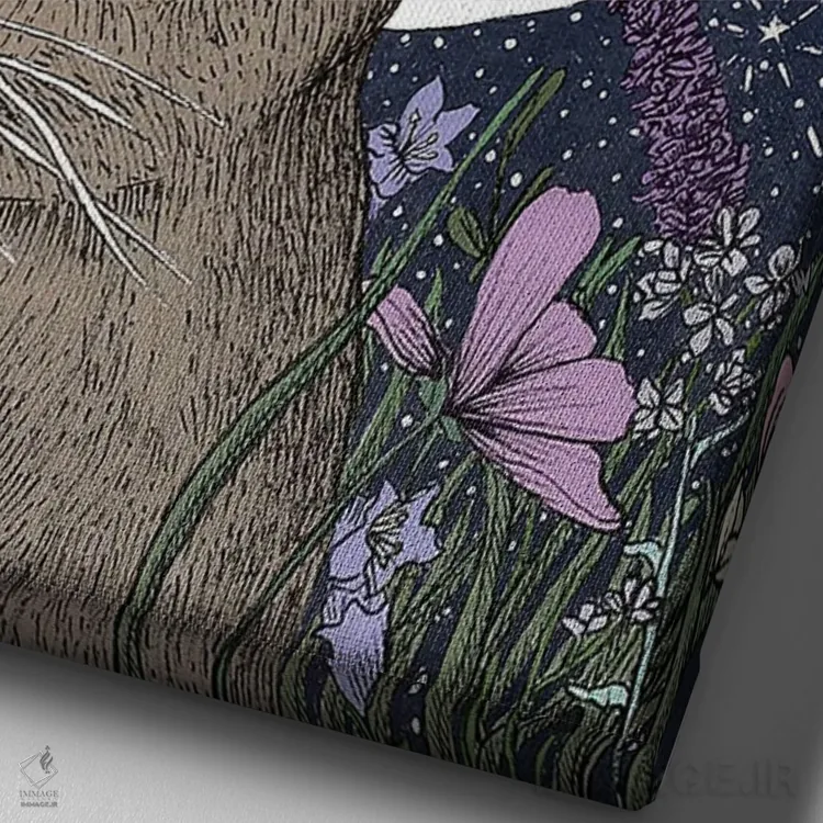 تابلو دکوراتیو خرگوش و ماه اثر الا مازور - نمای نزدیک بافت بوم