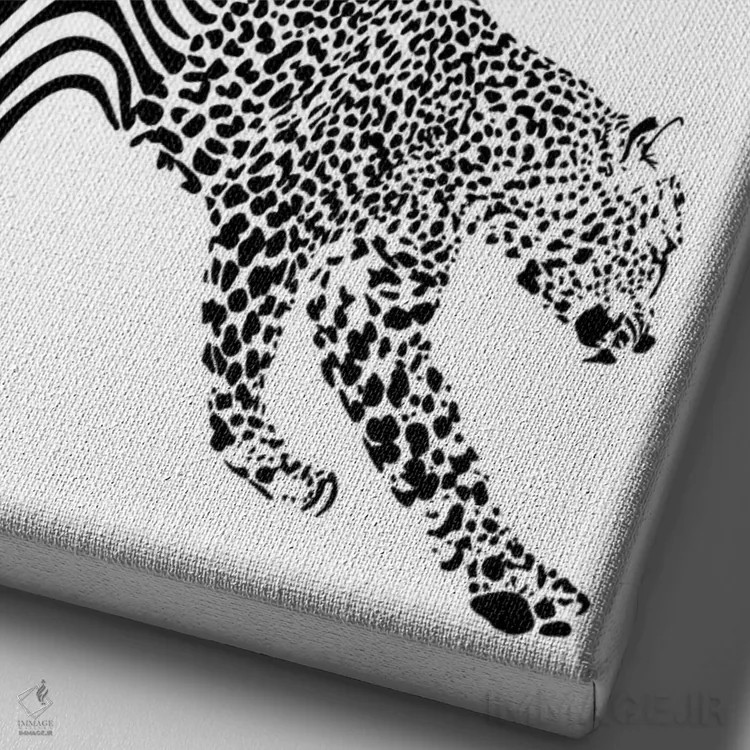 تابلو مینیمال یوزپلنگ ذوب شده اثر الا مازور - نمای نزدیک بافت بوم