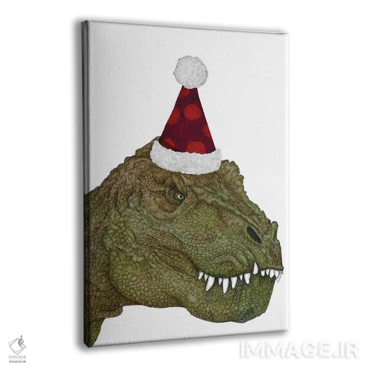 تابلو دکوراتیو دایناسور کریسمسی اثر الا مازور - نمای پرسپکتیو محصول