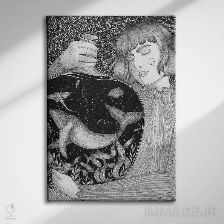 تابلو دکوراتیو اقیانوس قابل حمل اثر الا مازور - نمای روبهرو روی دیوار