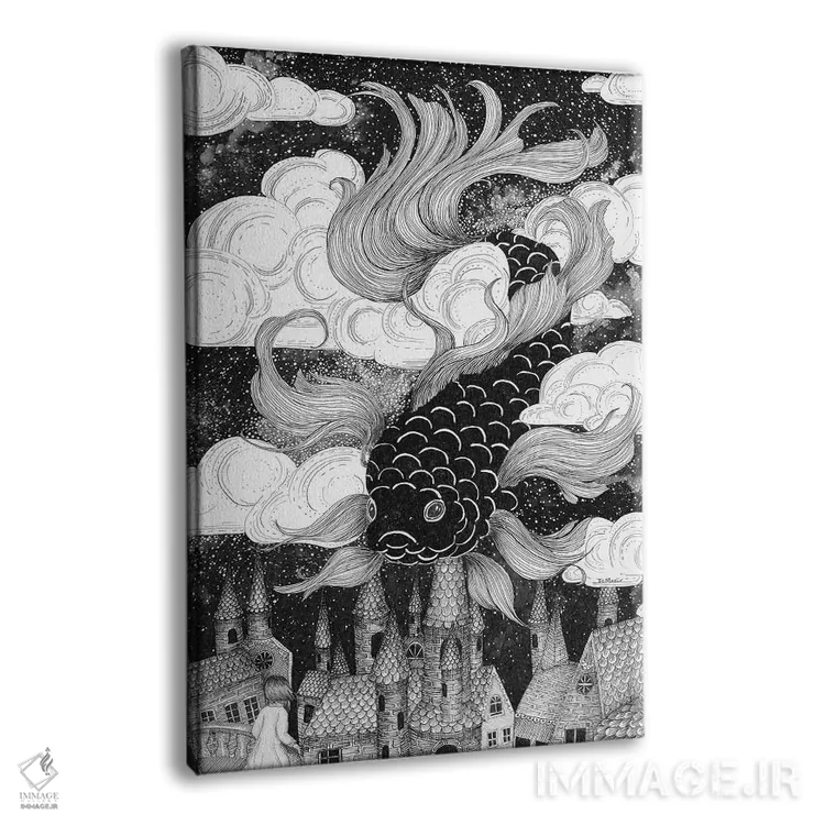 تابلو دکوراتیو ماهی آسمانی اثر الا مازور - نمای پرسپکتیو محصول