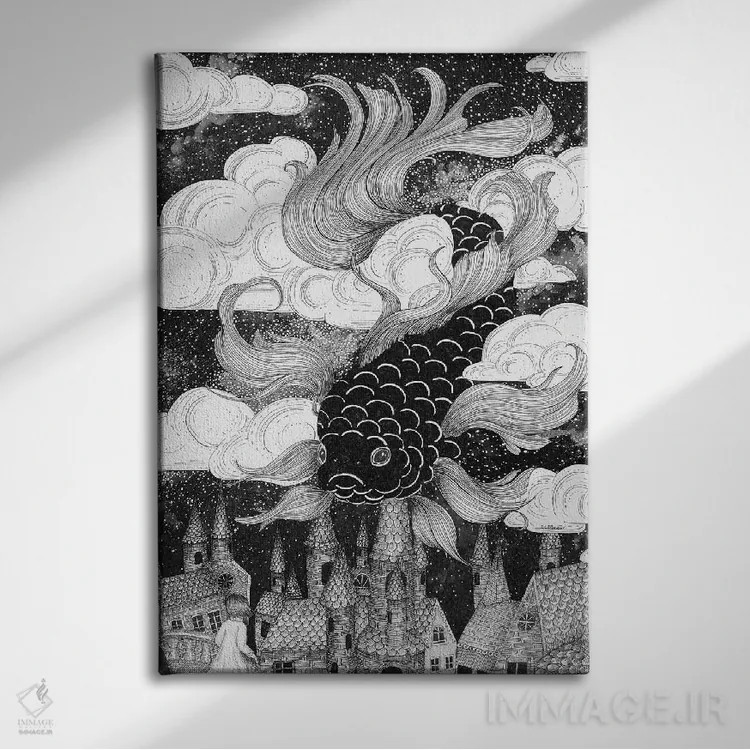 تابلو دکوراتیو ماهی آسمانی اثر الا مازور - نمای روبهرو روی دیوار