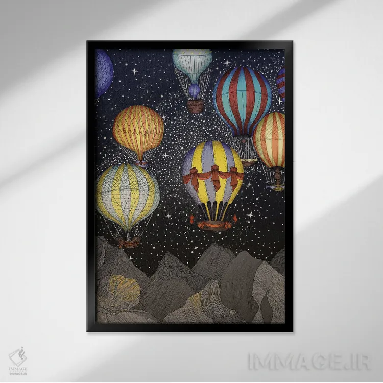 تابلو دکوراتیو پرواز شبانه اثر الا مازور - نمای قابدار مشکی