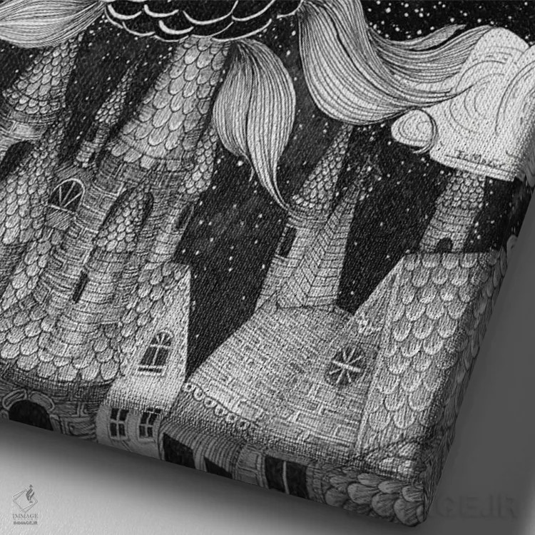 تابلو دکوراتیو ماهی آسمانی اثر الا مازور - نمای نزدیک بافت بوم