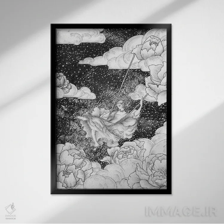 تابلو دکوراتیو تاب اثر الا مازور - نمای قابدار مشکی