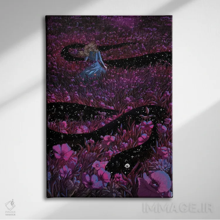 تابلو دکوراتیو مار باغ معمولی اثر الا مازور - نمای روبهرو روی دیوار