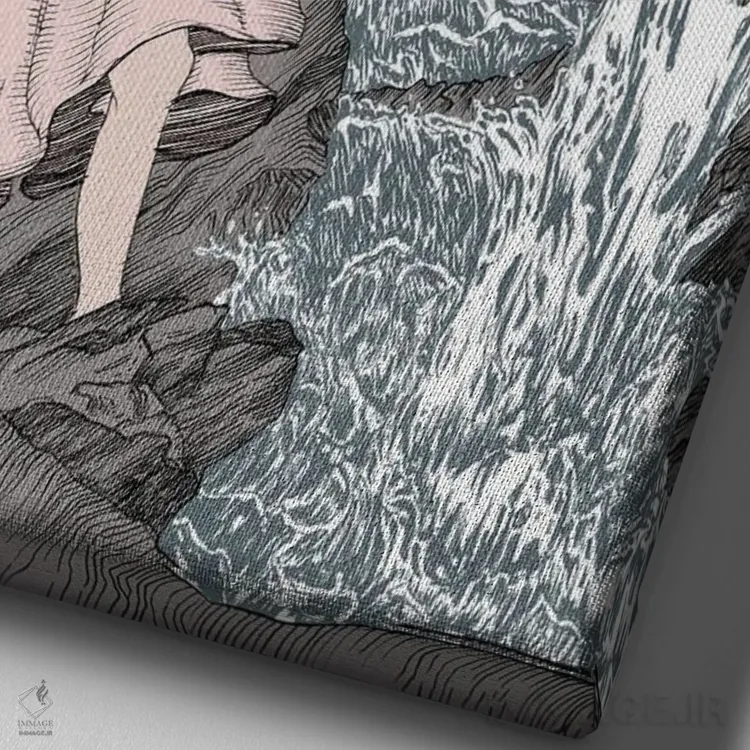 تابلو دکوراتیو دختر ماهی اثر الا مازور - نمای نزدیک بافت بوم