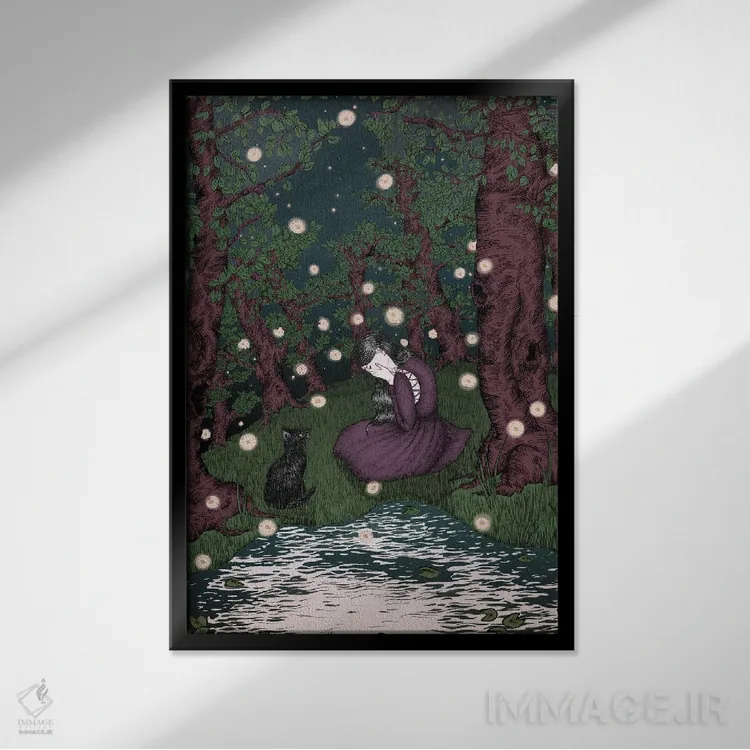 تابلو دکوراتیو شاهزاده گربه اثر الا مازور - نمای قابدار مشکی