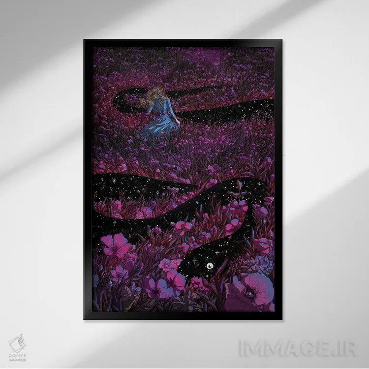 تابلو دکوراتیو مار باغ معمولی اثر الا مازور - نمای قابدار مشکی