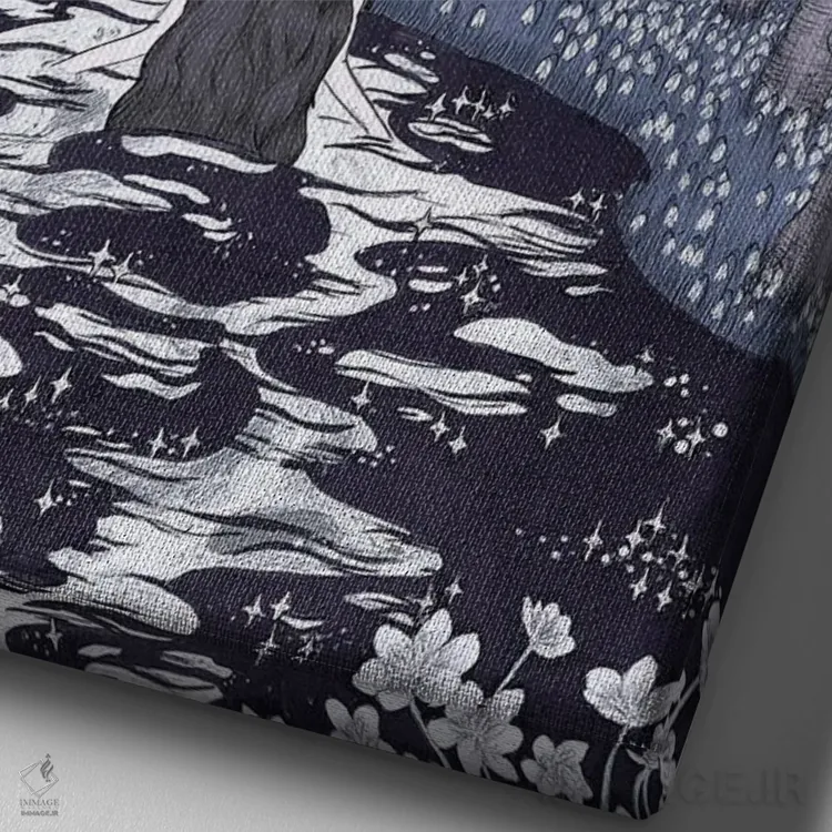 تابلو دکوراتیو حمام کننده مهتاب اثر الا مازور - نمای نزدیک بافت بوم