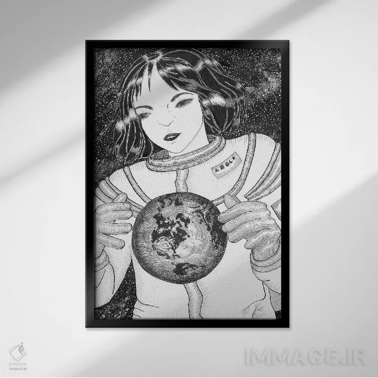 تابلو دکوراتیو آفریننده اثر الا مازور - نمای قابدار مشکی
