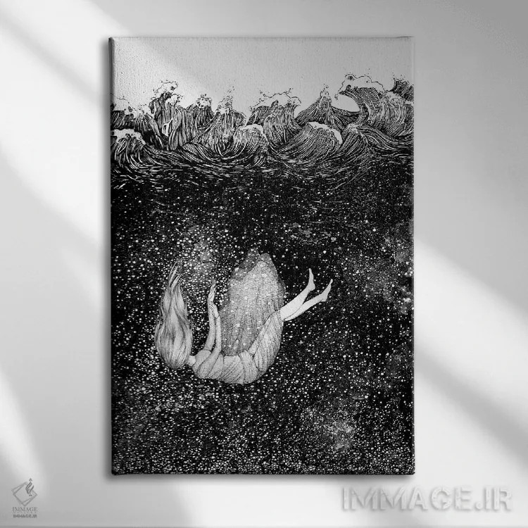 تابلو دکوراتیو ستارگان زیر امواج اثر الا مازور - نمای روبهرو روی دیوار