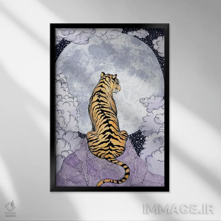 تابلو دکوراتیو ماه ببر اثر الا مازور - نمای قابدار مشکی