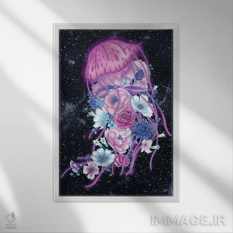 تابلو دکوراتیو اقیانوس جادویی: عروس دریایی اثر الا مازور - نمای قابدار سفید