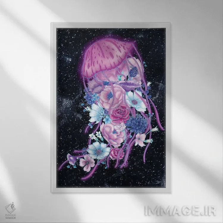 تابلو دکوراتیو اقیانوس جادویی: عروس دریایی اثر الا مازور - نمای قابدار سفید