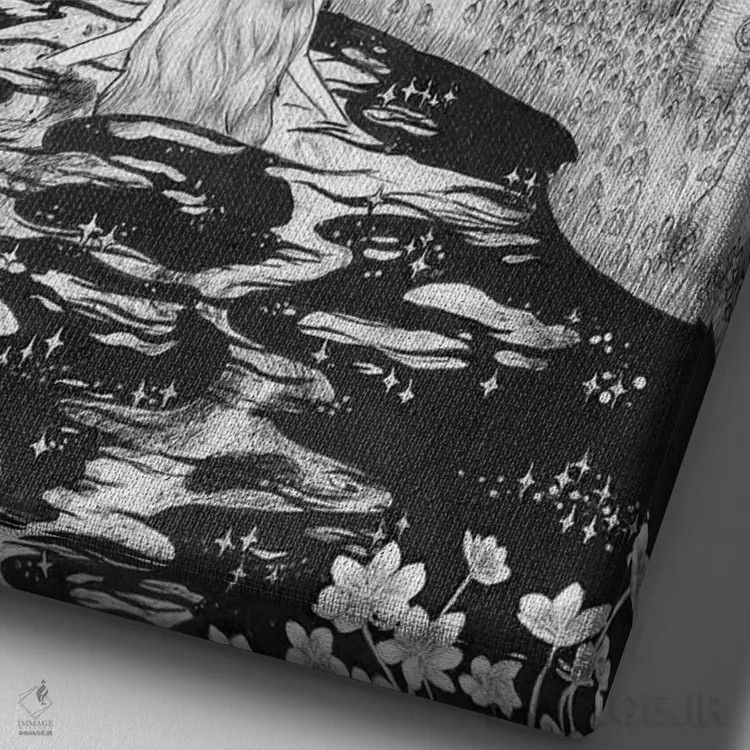 تابلو دکوراتیو حمام کننده مهتاب اثر الا مازور - نمای نزدیک بافت بوم