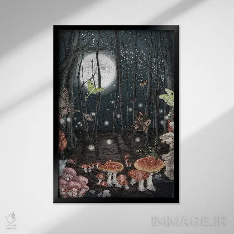 تابلو دکوراتیو جادوی نیمه شب اثر الا مازور - نمای قابدار مشکی
