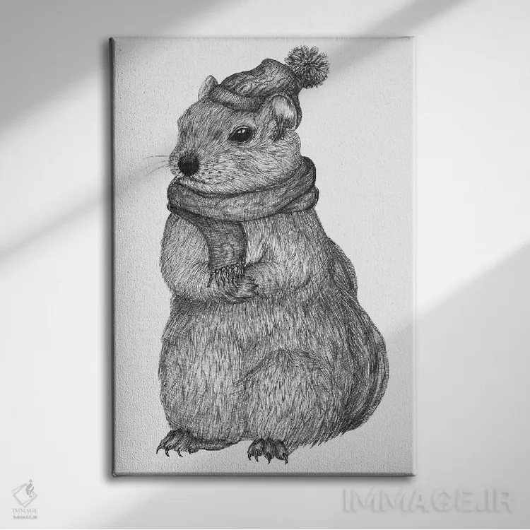 تابلو دکوراتیو سنجابک در روز سرد اثر الا مازور - نمای روبهرو روی دیوار