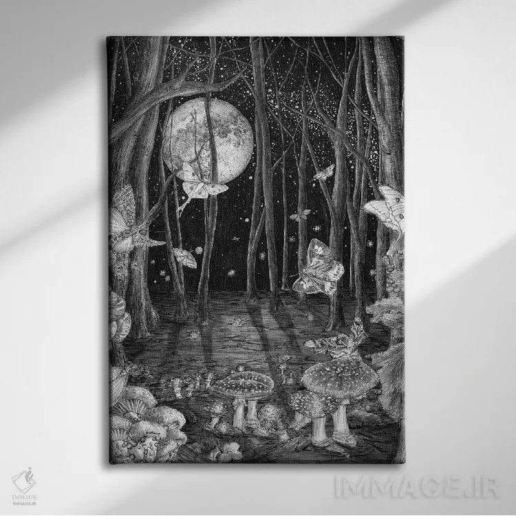 تابلو دکوراتیو جادوی نیمه شب اثر الا مازور - نمای روبهرو روی دیوار