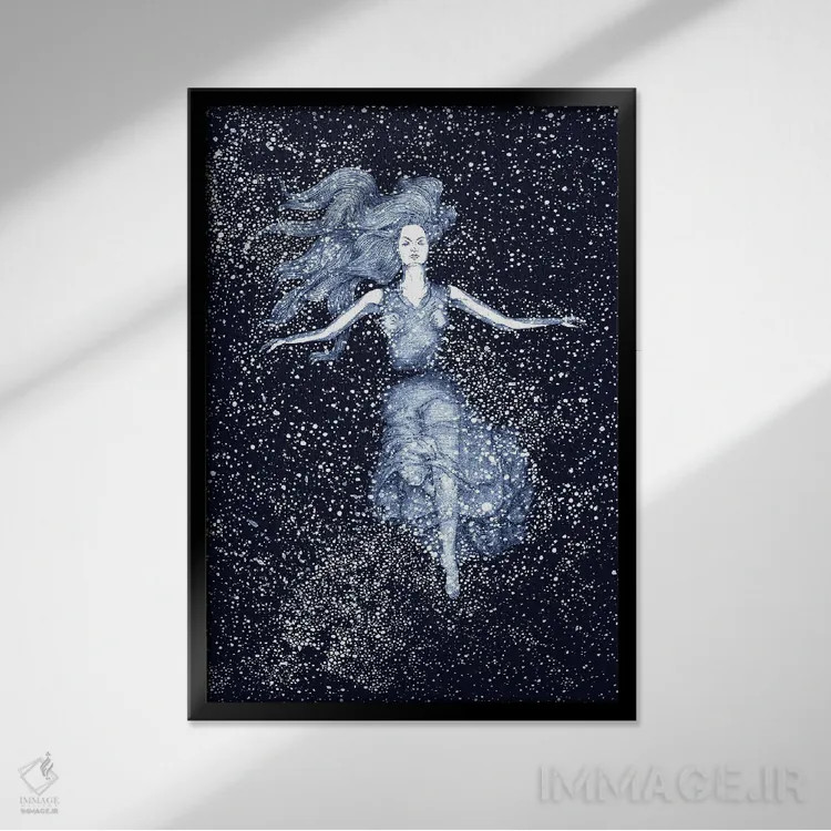 تابلو دکوراتیو شناگر نور ستاره اثر الا مازور - نمای قابدار مشکی