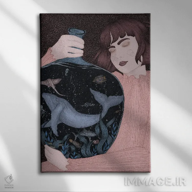 تابلو دکوراتیو اقیانوس قابل حمل اثر الا مازور - نمای روبهرو روی دیوار