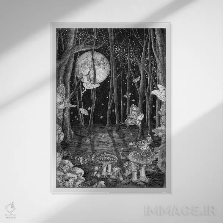 تابلو دکوراتیو جادوی نیمه شب اثر الا مازور - نمای قابدار سفید
