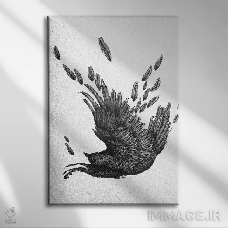 تابلو دکوراتیو کلاغ رازگشوده اثر الا مازور - نمای روبهرو روی دیوار