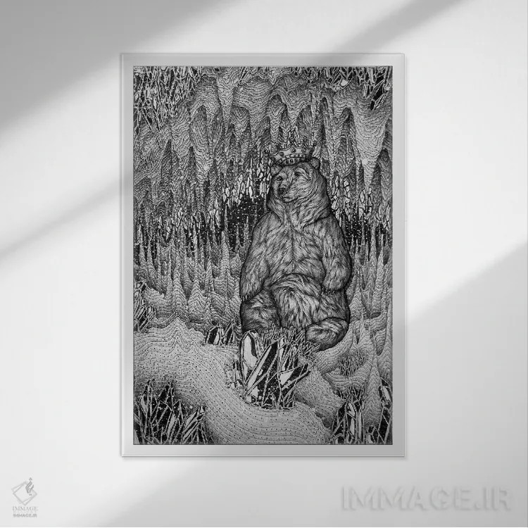 تابلو دکوراتیو غار شاه خرس اثر الا مازور - نمای قابدار سفید