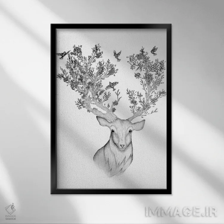 تابلو دکوراتیو پیشرفت طبیعی اثر الا مازور - نمای قابدار مشکی