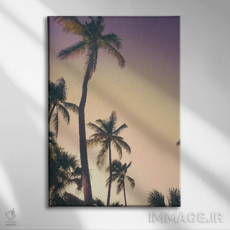 تابلو دکوراتیو نخل های شامگاهی اثر امیلی ناواس - نمای روبهرو روی دیوار
