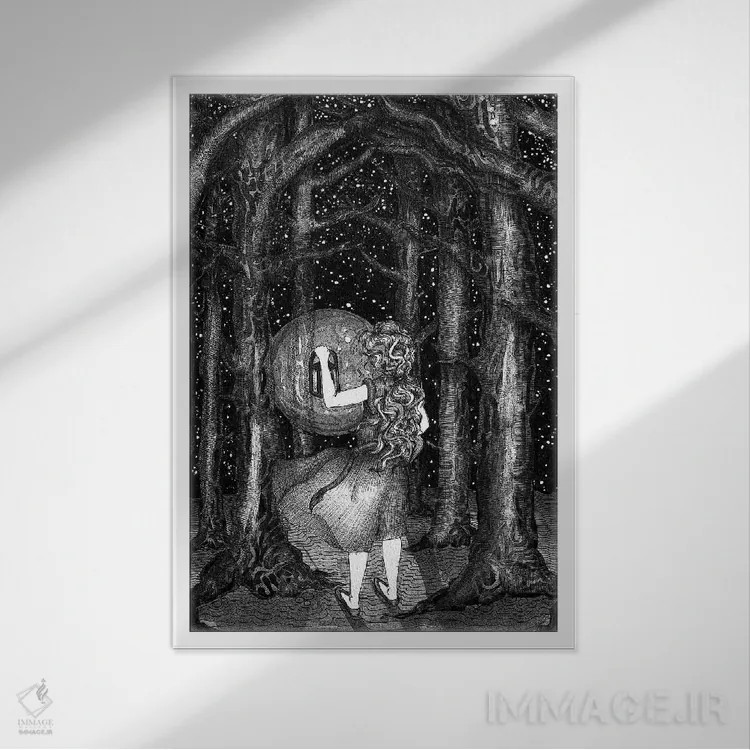 تابلو دکوراتیو گم شده در جنگل اثر الا مازور - نمای قابدار سفید