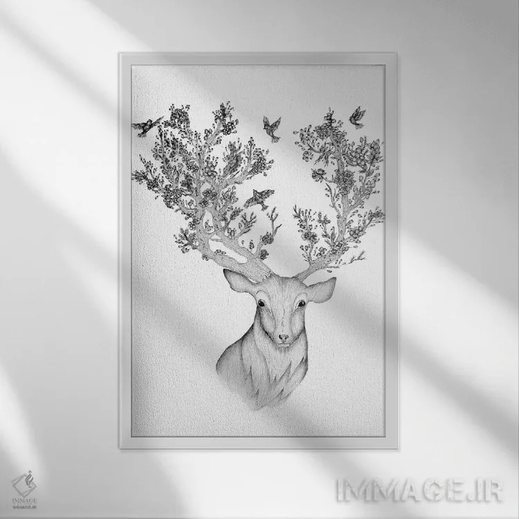 تابلو دکوراتیو پیشرفت طبیعی اثر الا مازور - نمای قابدار سفید