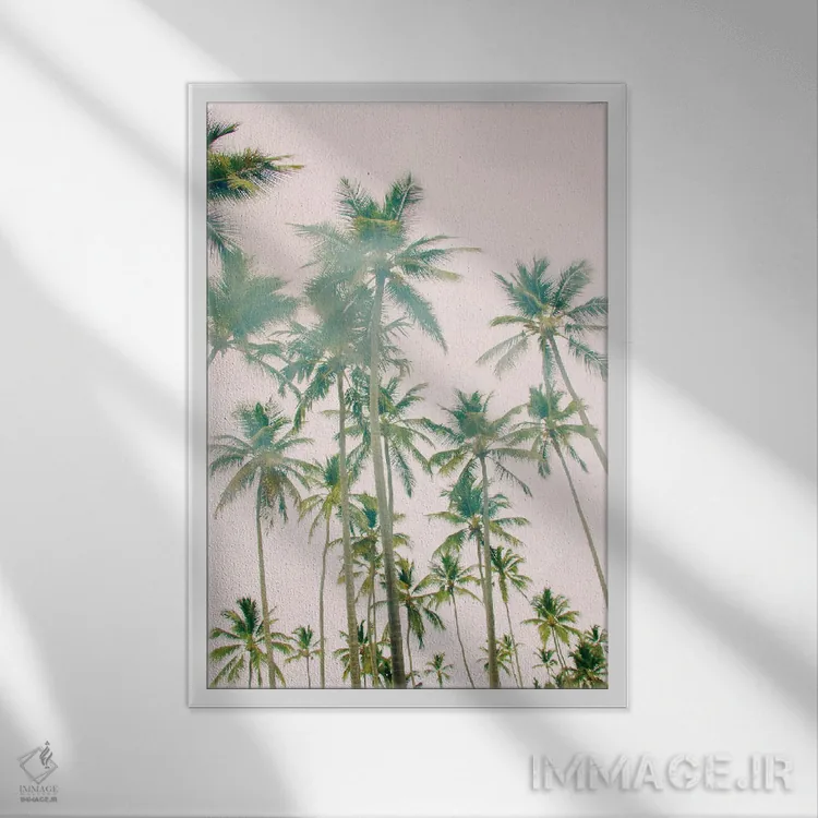 تابلو دکوراتیو جزیره نخل اثر امیلی ناواس - نمای قابدار سفید