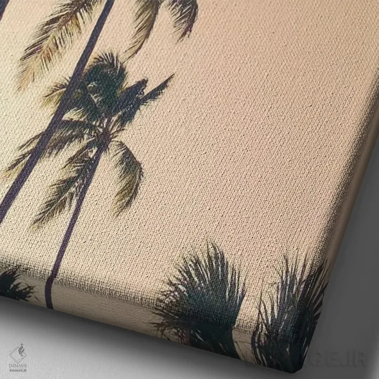 تابلو دکوراتیو نخل های شامگاهی اثر امیلی ناواس - نمای نزدیک بافت بوم