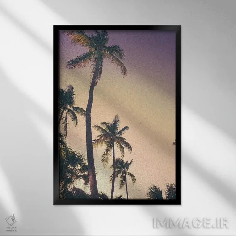 تابلو دکوراتیو نخل های شامگاهی اثر امیلی ناواس - نمای قابدار مشکی