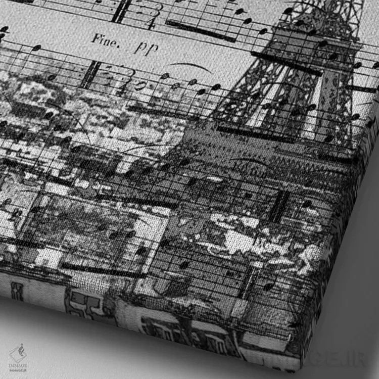 تابلو دکوراتیو پاریس موسیقایی اثر امیلی ناواس - نمای نزدیک بافت بوم