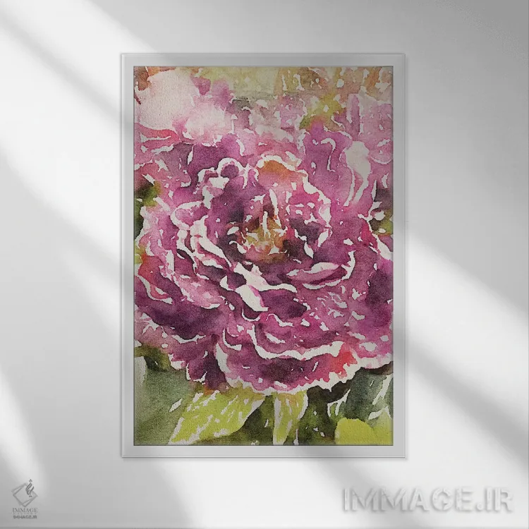 تابلو دکوراتیو شکوفه های بنفش اثر امیلی ناواس - نمای قابدار سفید