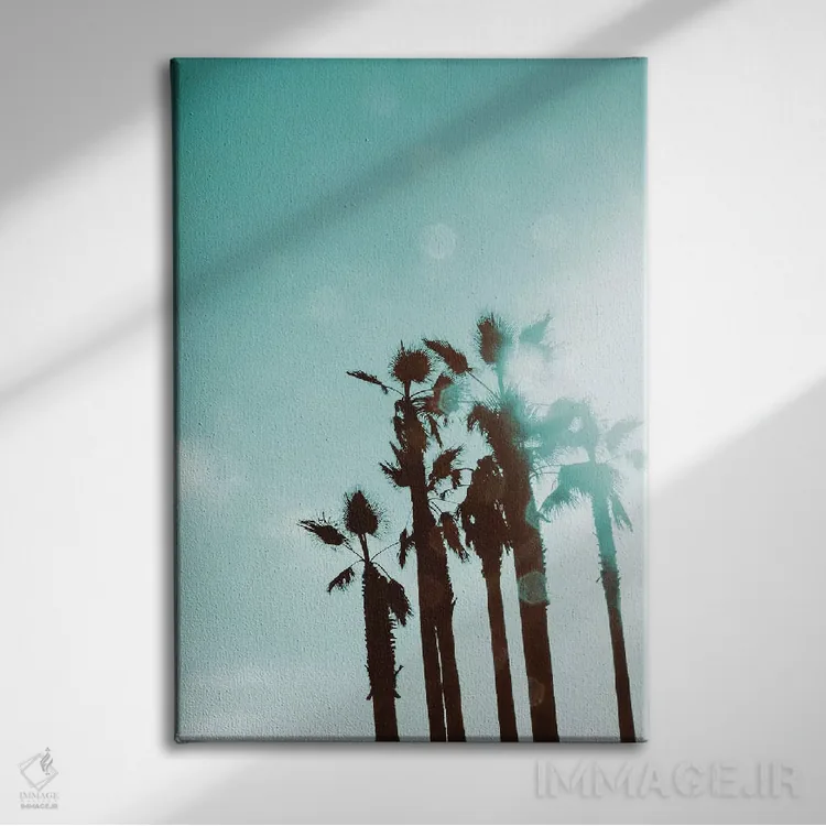 تابلو دکوراتیو نخل ها در آفتاب اثر امیلی ناواس - نمای روبهرو روی دیوار