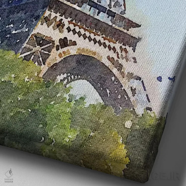 تابلو دکوراتیو خیابان های آبرنگی پاریس II اثر امیلی ناواس - نمای نزدیک بافت بوم