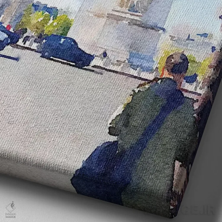 تابلو دکوراتیو خیابان های آبرنگی پاریس I اثر امیلی ناواس - نمای نزدیک بافت بوم