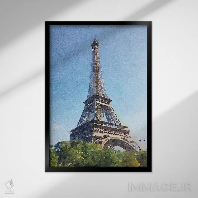 تابلو دکوراتیو خیابان های آبرنگی پاریس II اثر امیلی ناواس - نمای قابدار مشکی