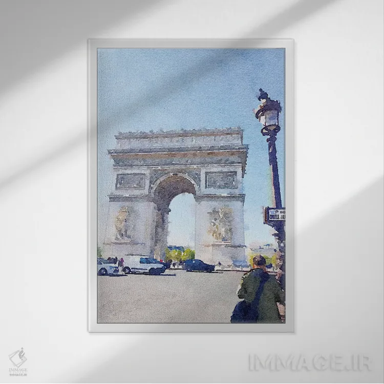 تابلو دکوراتیو خیابان های آبرنگی پاریس I اثر امیلی ناواس - نمای قابدار سفید