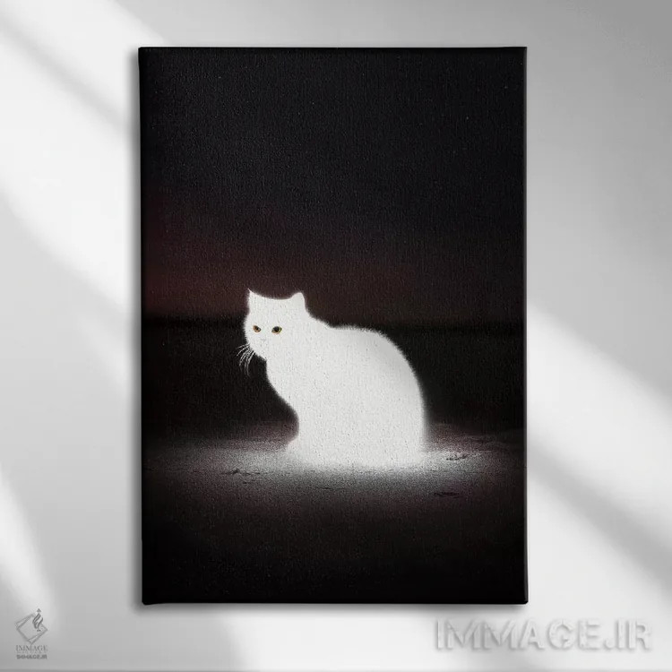 تابلو دکوراتیو گربه درخشان اثر ای ان.پی اس - نمای روبهرو روی دیوار
